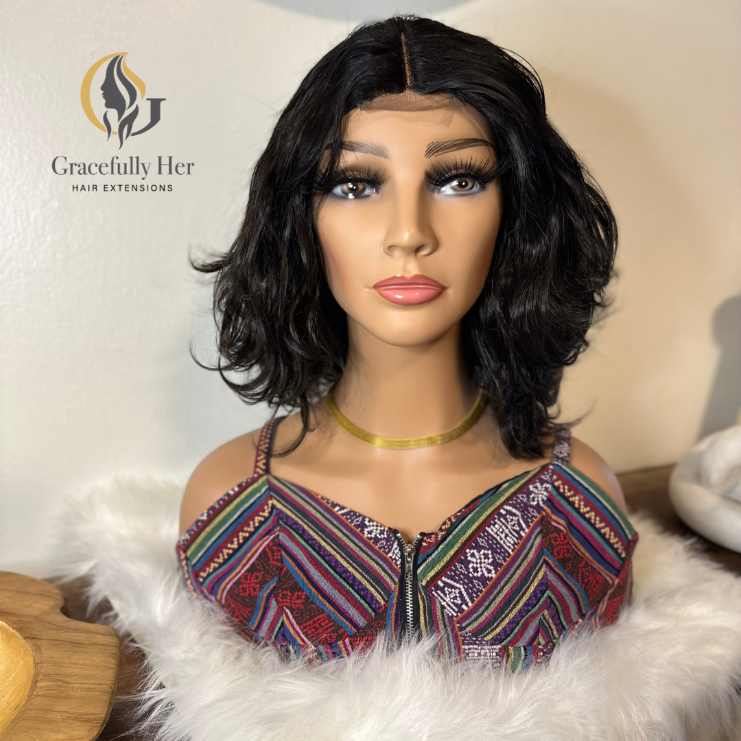 GRACEFULLY HER BLACK BOB SHORT LOOSE WAVE