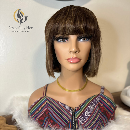 GRACEFULLY HER SHORT-HIGHLIGHTED BOB HUMAN HAIR WIG