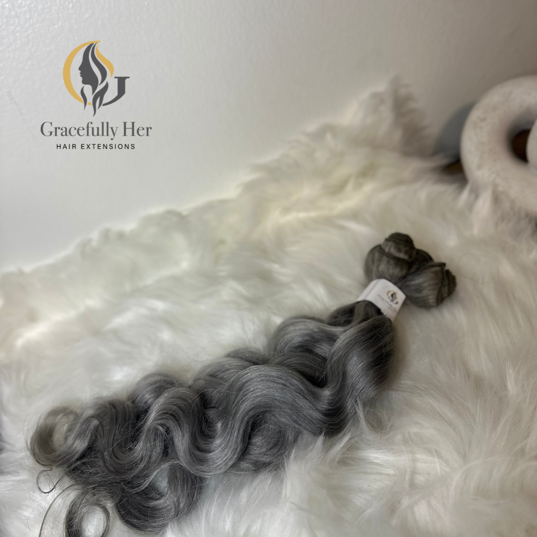 GRACEFULLY HER GREY BODY WAVE PREMIUM QUALITY MIXED FIBER HAIR BUNDLES